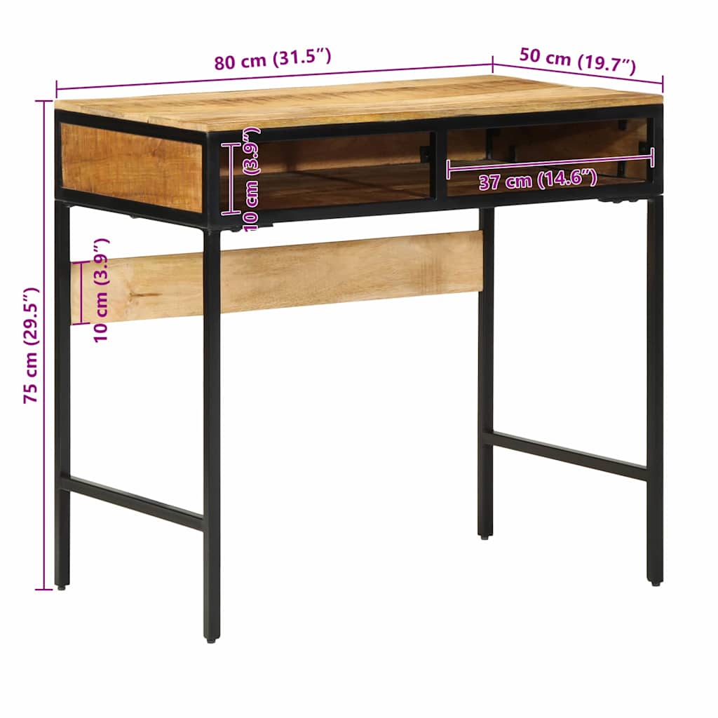 vidaXL Schreibtisch mit Regal Braun 80 x 50 x 75 cm Massivholz Mango