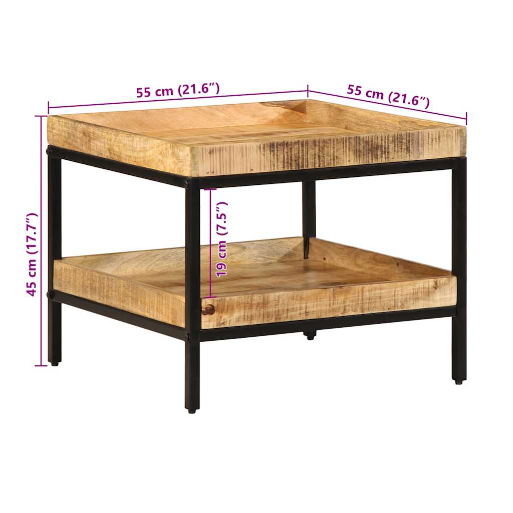 vidaXL Beistelltisch mit Regal Braun 55 x 55 x 45 cm Massivholz Mango