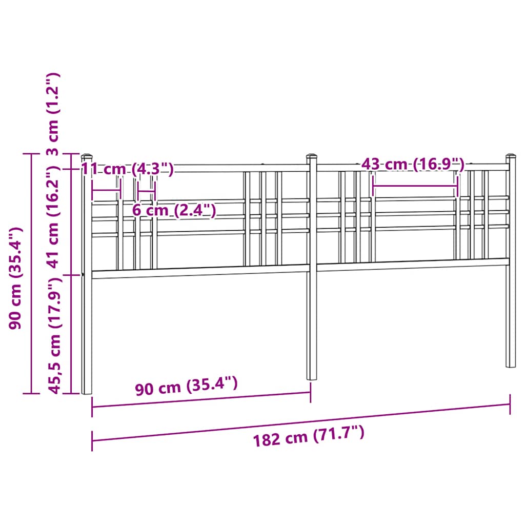 vidaXL Ersatz-Kopfteil Metall Schwarz 180 cm