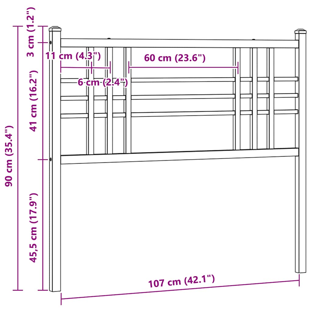 vidaXL Ersatz-Kopfteil Metall Weiß 107 cm