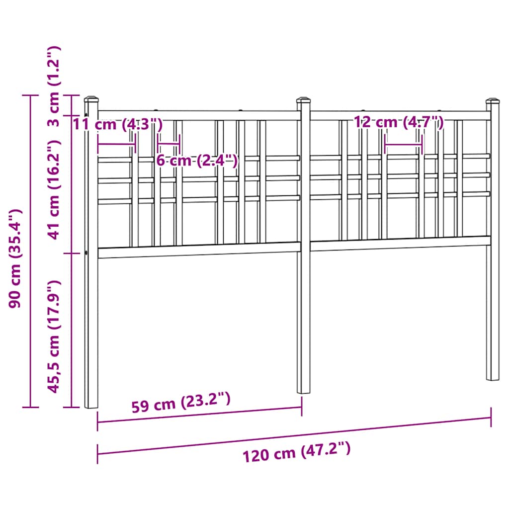 vidaXL Ersatz-Kopfteil Metall Weiß 120 cm