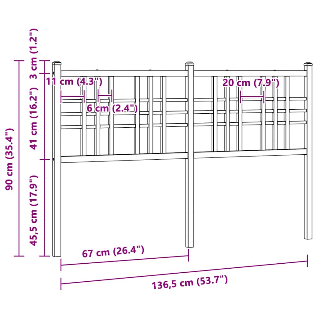 vidaXL Ersatz-Kopfteil Metall Weiß 137 cm