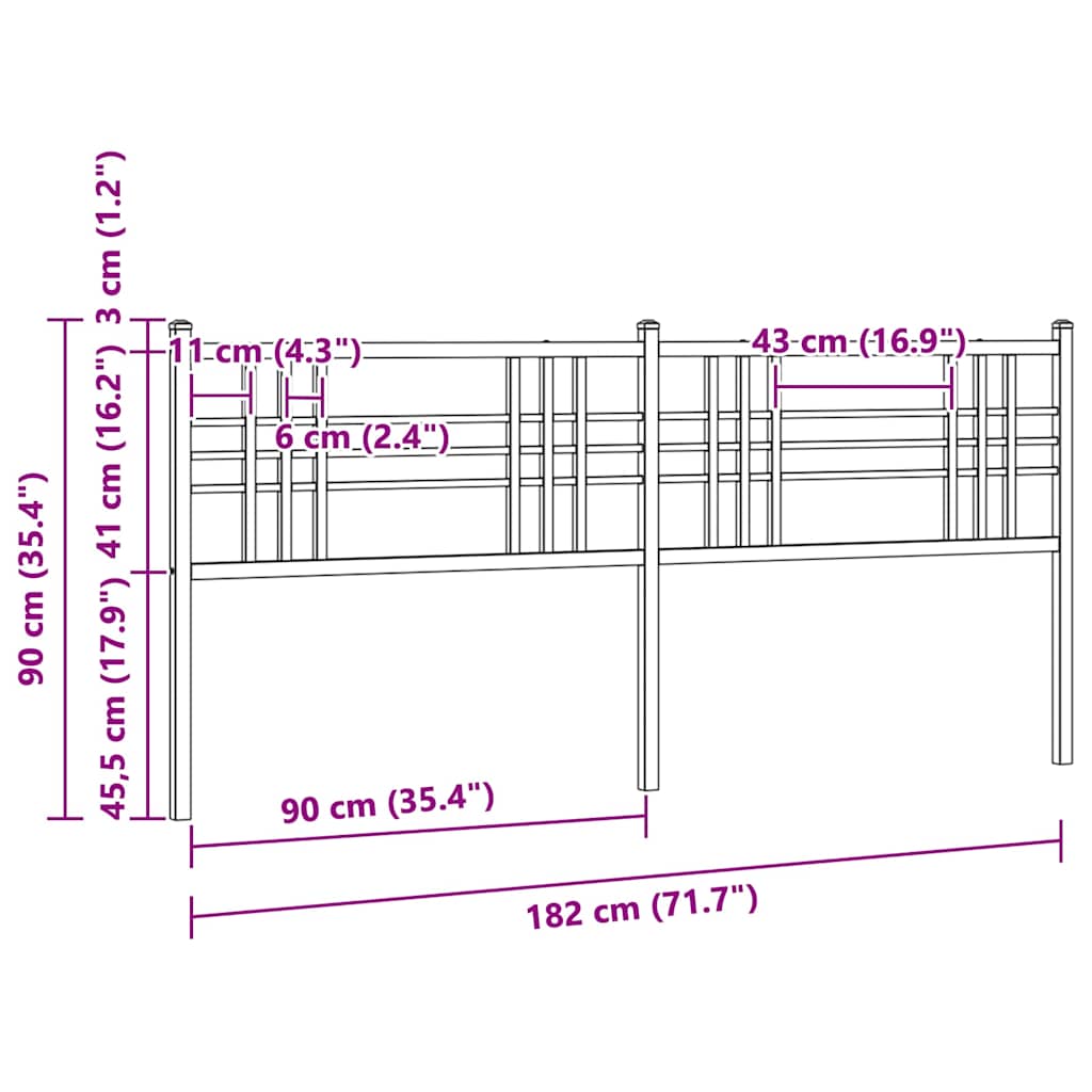 Ersatz-Kopfteil Metall Weiß 180 cm