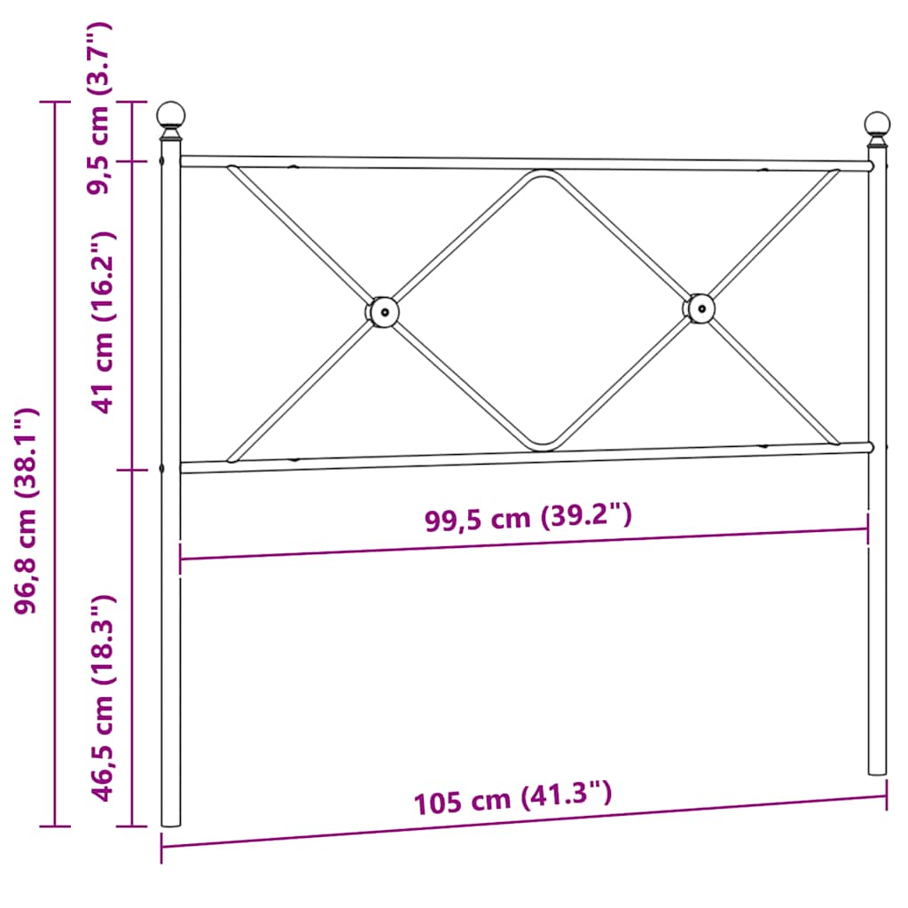 Ersatz-Kopfteil Metall Schwarz 100 cm
