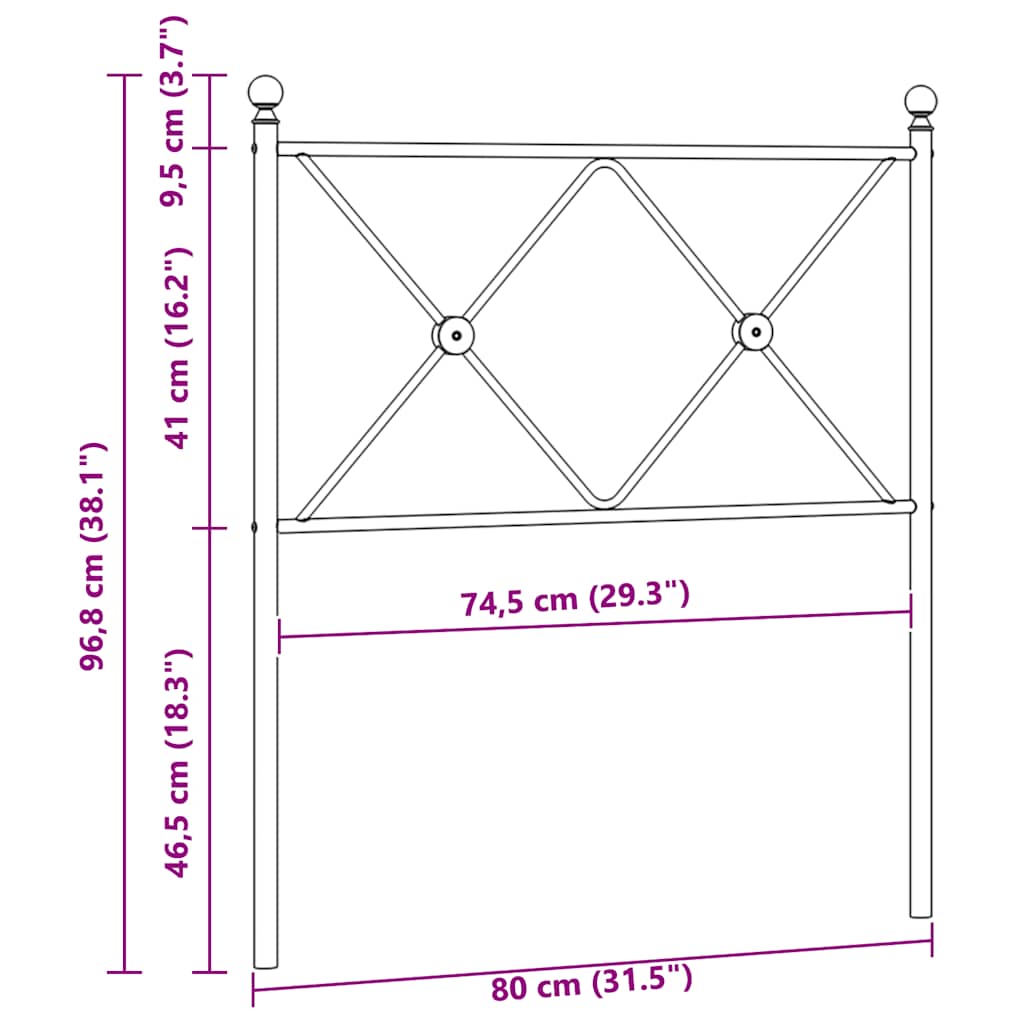 vidaXL Ersatz-Kopfteil Metall Weiß 75 cm