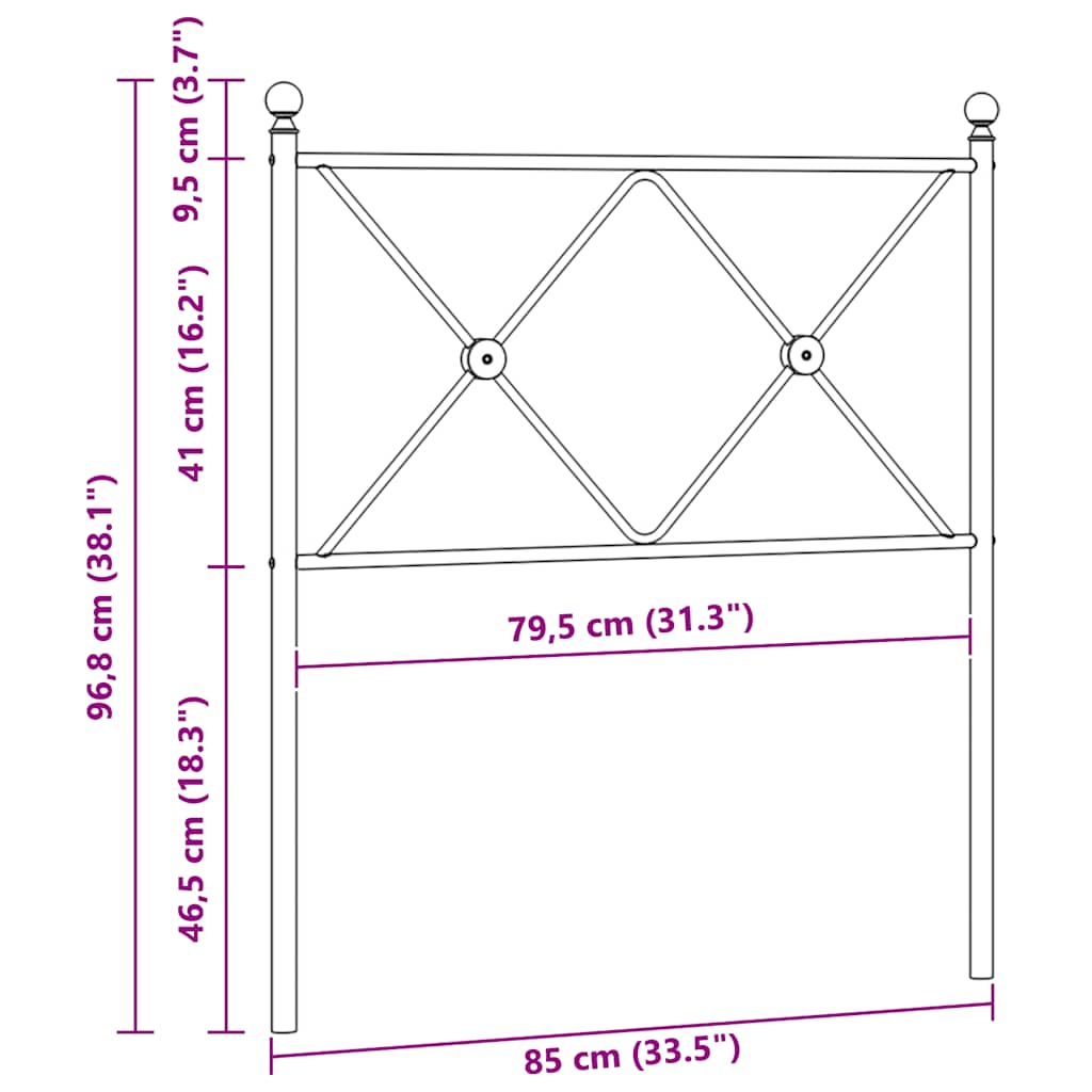 vidaXL Ersatz-Kopfteil Metall Weiß 80 cm