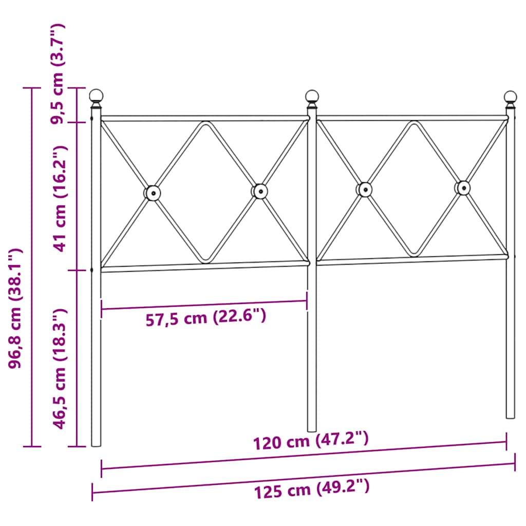 vidaXL Ersatz-Kopfteil Metall Weiß 120 cm