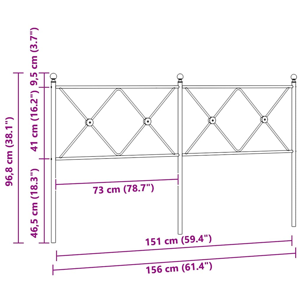 vidaXL Ersatz-Kopfteil Metall Weiß 150 cm