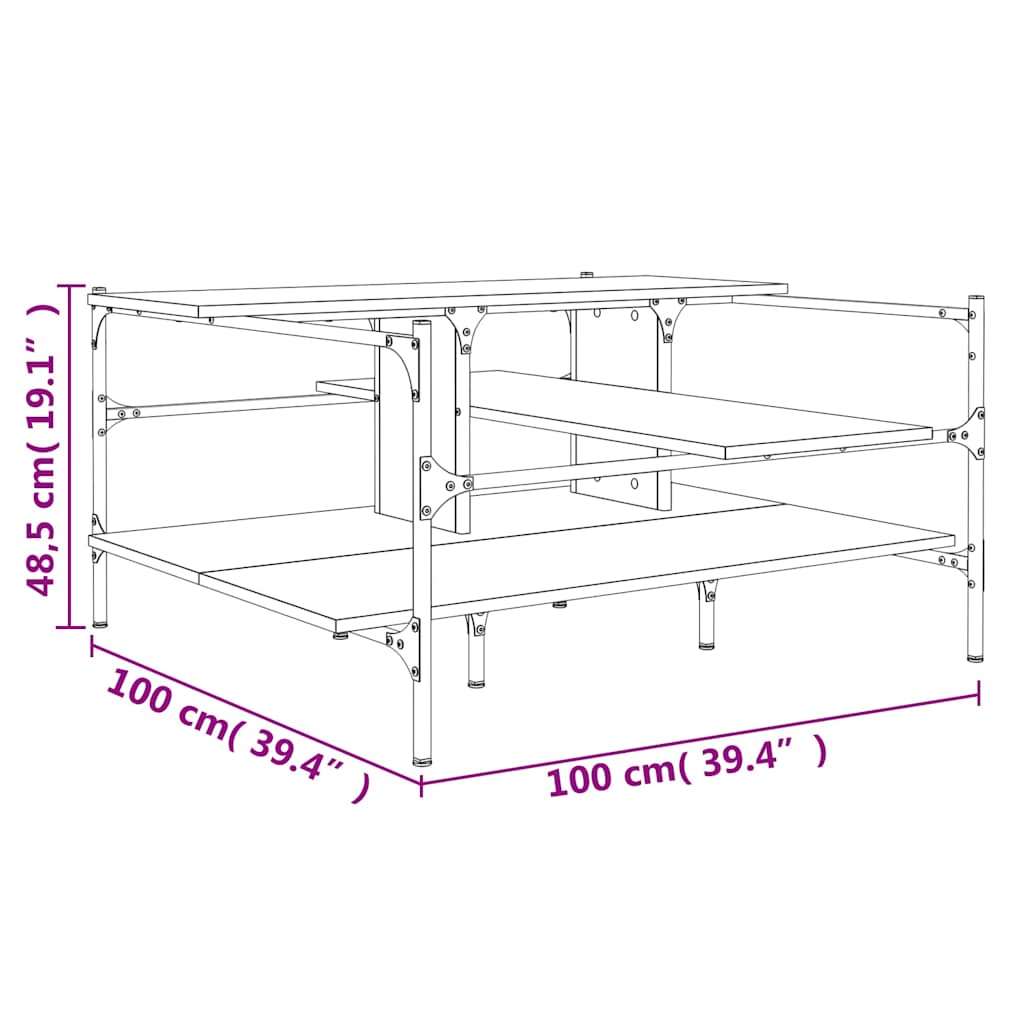 vidaXL Couchtisch Schwarz 100x100x48,5 cm Holzwerkstoff