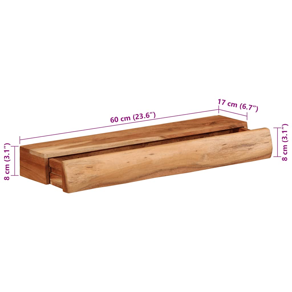 vidaXL Wandregale 2 Stk. 60x17x8 cm Massivholz Akazie