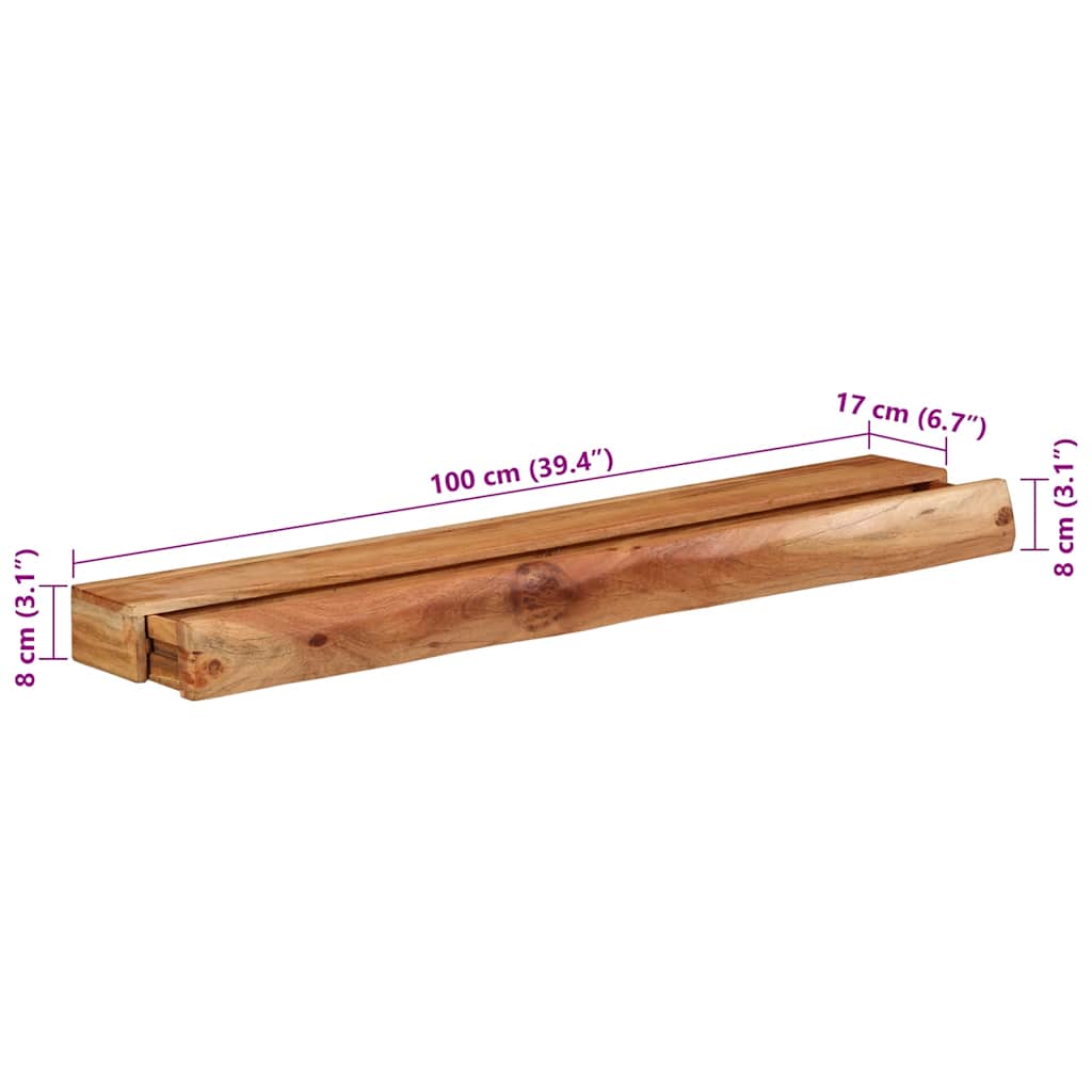 vidaXL Wandregale 2 Stk. 100x17x8 cm Massivholz Akazie
