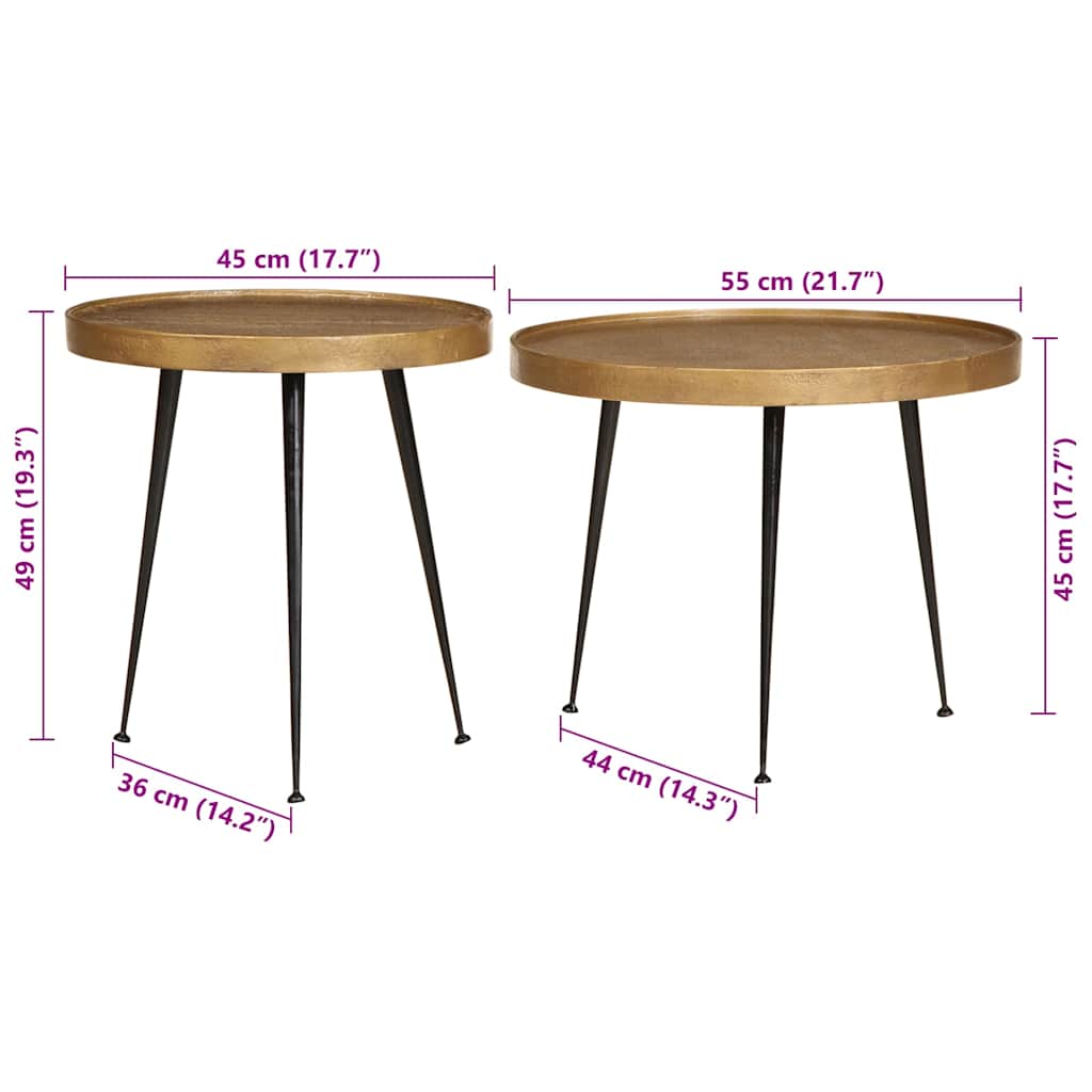 vidaXL Tables basses 2 pcs MDF dorées