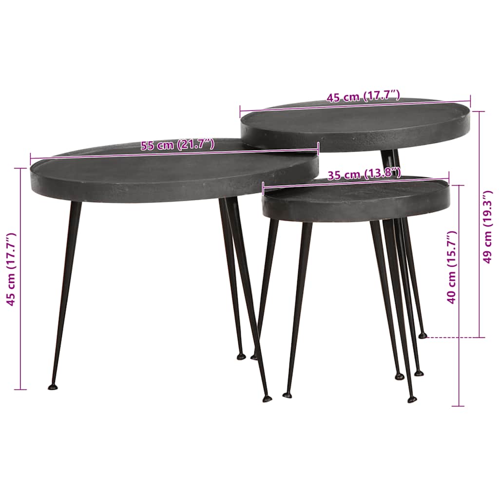 vidaXL Couchtisch 3 Stk. Schwarz Holzwerkstoff