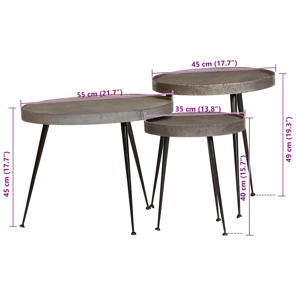 vidaXL Couchtisch 3 Stk. Silbern Holzwerkstoff