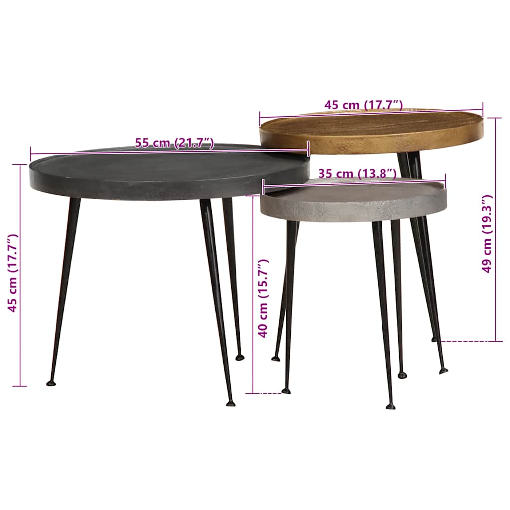 vidaXL Couchtisch 3 Stk. Mehrfarbig Holzwerkstoff