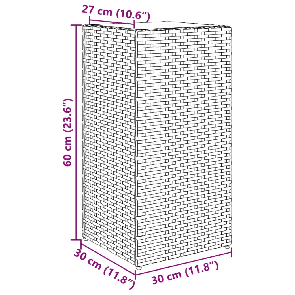 vidaXL Pflanzkübel Braun 30x30x60 cm Poly Rattan