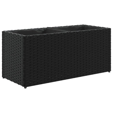 vidaXL Jardinière surélevée à 2 compartiments Noir 72x30x32 cm Résine tressée