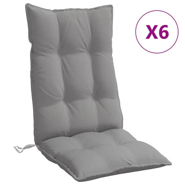vidaXL Coussins pour chaises à dossier haut 6 pcs Gris Tissu Oxford
