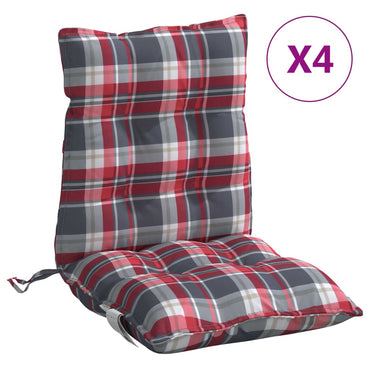 vidaXL Coussins de dossier bas 4 pcs Rouge à carreaux Tissu Oxford