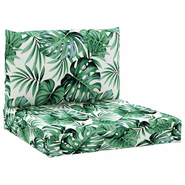 vidaXL Coussins de palettes 2 pcs Tissu motif feuilles