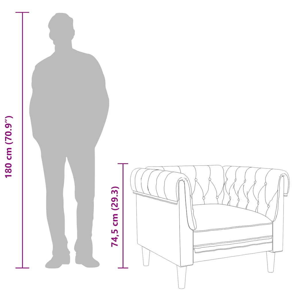 Chesterfield-Sessel Dunkelbraun Stoff