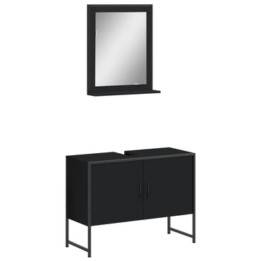 vidaXL Ensemble de meubles de salle de bain 2 pièces Noir Bois d'ingénierie