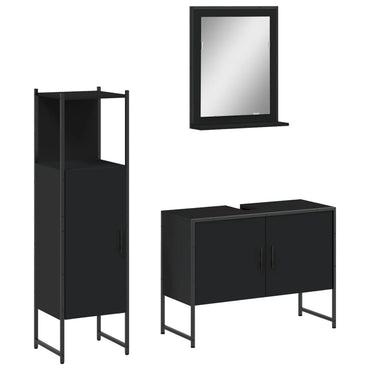vidaXL Ensemble de meubles de salle de bain 3 pcs Noir Bois d'ingénierie