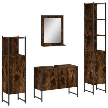 vidaXL Ensemble de meubles de salle de bain 4 pcs Chêne fumé en bois d'ingénierie