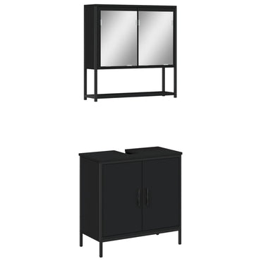 vidaXL Ensemble de meubles de salle de bain 2 pièces Noir Bois d'ingénierie