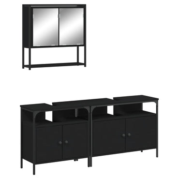 vidaXL Ensemble de meubles de salle de bain 3 pcs Noir Bois d'ingénierie