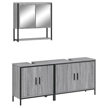 vidaXL Ensemble de meubles de salle de bain 3 pcs Gris Aggloméré Sonoma