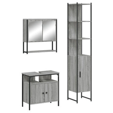 vidaXL Ensemble de meubles de salle de bain 3 pcs Gris Aggloméré Sonoma