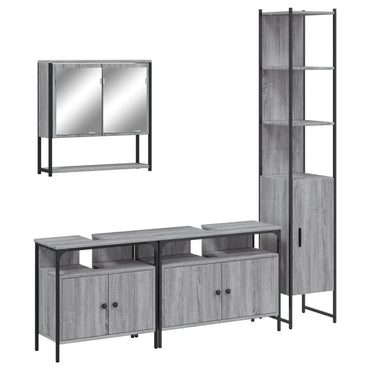 vidaXL 4-tlg. Badmöbel-Set Grau Sonoma Holzwerkstoff