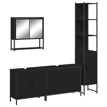 vidaXL Ensemble de meubles de salle de bain 4 pcs Noir Aggloméré