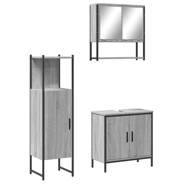 vidaXL Ensemble de meubles de salle de bain 3 pcs Gris Aggloméré Sonoma