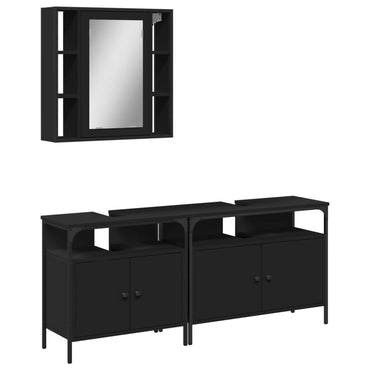 vidaXL Ensemble de meubles de salle de bain 3 pcs Noir Bois d'ingénierie