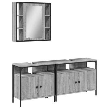 vidaXL Ensemble de meubles de salle de bain 3 pcs Gris Aggloméré Sonoma