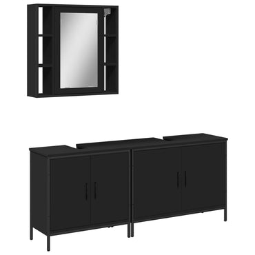 vidaXL Ensemble de meubles de salle de bain 3 pcs Noir Bois d'ingénierie