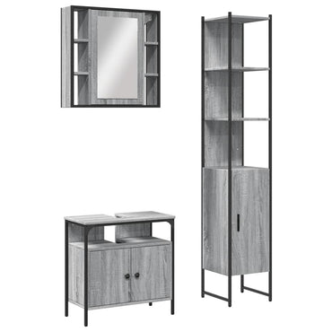 vidaXL Ensemble de meubles de salle de bain 3 pcs Gris Aggloméré Sonoma