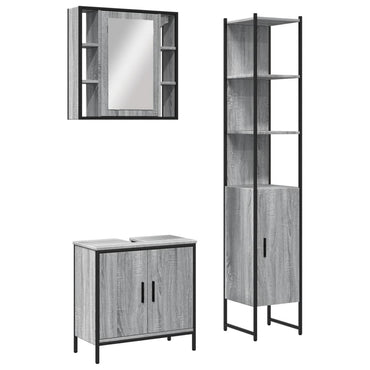 vidaXL Ensemble de meubles de salle de bain 3 pcs Gris Aggloméré Sonoma