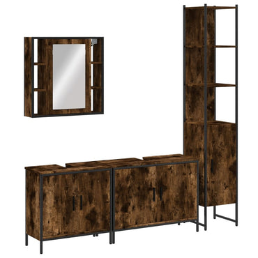 vidaXL Ensemble de meubles de salle de bain 4 pcs Chêne fumé en bois d'ingénierie