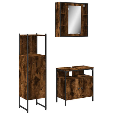 vidaXL Ensemble de meubles de salle de bain 3 pièces en bois d'ingénierie chêne fumé