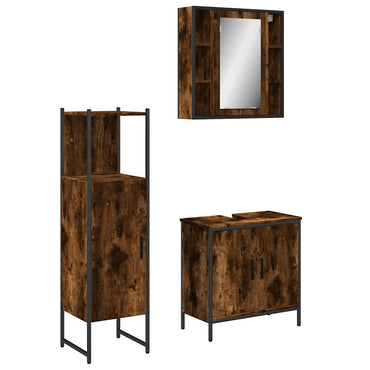 vidaXL Ensemble de meubles de salle de bain 3 pièces en bois d'ingénierie chêne fumé