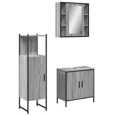 vidaXL Ensemble de meubles de salle de bain 3 pcs Gris Aggloméré Sonoma