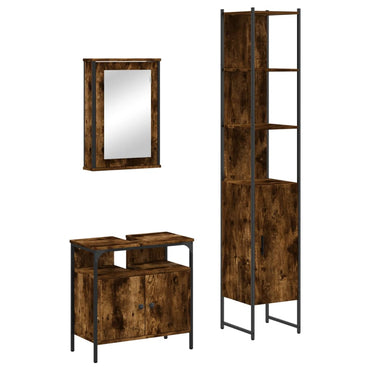 vidaXL Ensemble de meubles de salle de bain 3 pièces en bois d'ingénierie chêne fumé