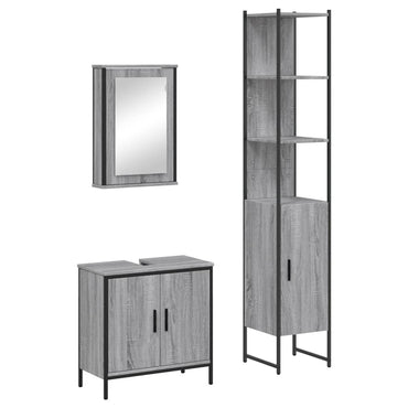 vidaXL Ensemble de meubles de salle de bain 3 pcs Gris Aggloméré Sonoma
