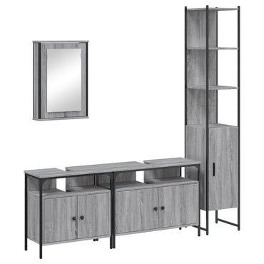 vidaXL 4-tlg. Badmöbel-Set Grau Sonoma Holzwerkstoff