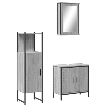 vidaXL Ensemble de meubles de salle de bain 3 pcs Gris Aggloméré Sonoma