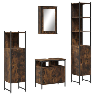 vidaXL Ensemble de meubles de salle de bain 4 pcs Chêne fumé en bois d'ingénierie
