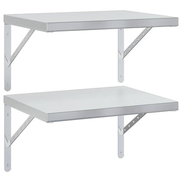 vidaXL Wandregale 2 Stk. 50x40 cm Silbern Edelstahl